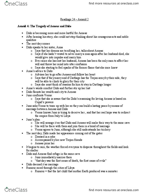 CLASSICS 1B03 Chapter Notes - Chapter Aeneid 4: Aeneid, Iarbas thumbnail