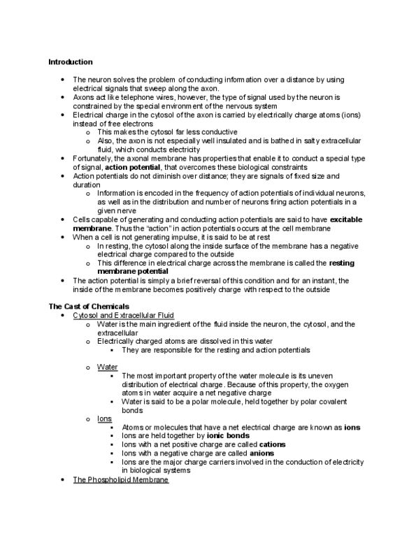 PSYC 3P61 Lecture Notes - Resting Potential, Extracellular Fluid, Ion Transporter thumbnail