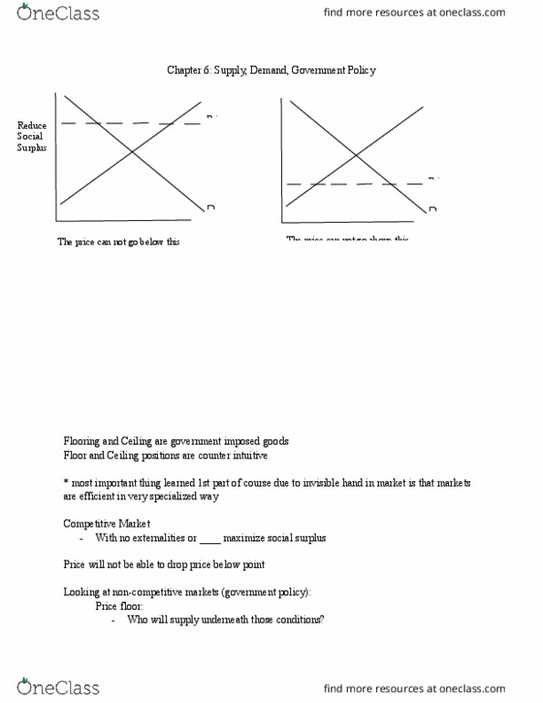 ECON 160 Lecture Notes - Lecture 13: Price Floor, Demand Curve, Invisible Hand thumbnail