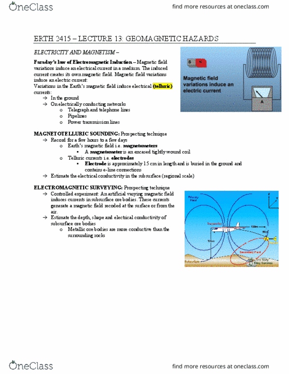 ERTH 2415 Lecture Notes - Lecture 13: South Magnetic Pole, Coronal Mass Ejection, Electromagnetic Induction thumbnail