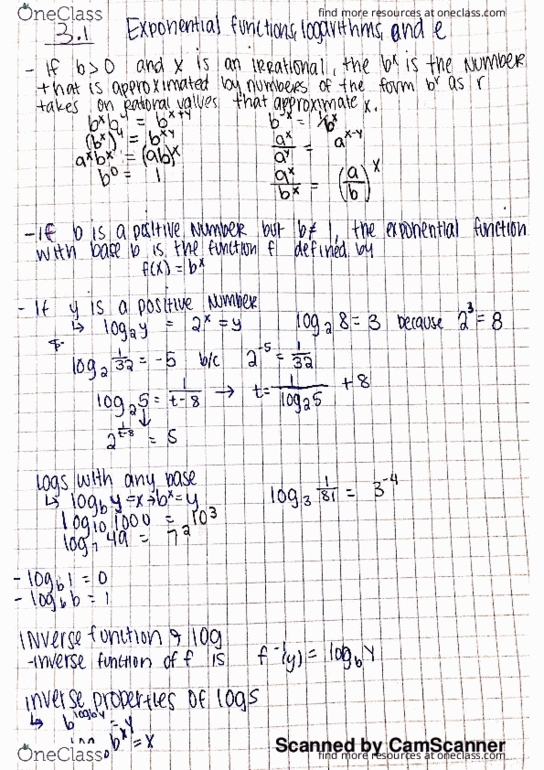 MATH 1150 Lecture 32: Exponential Functions, logarithms, and e thumbnail