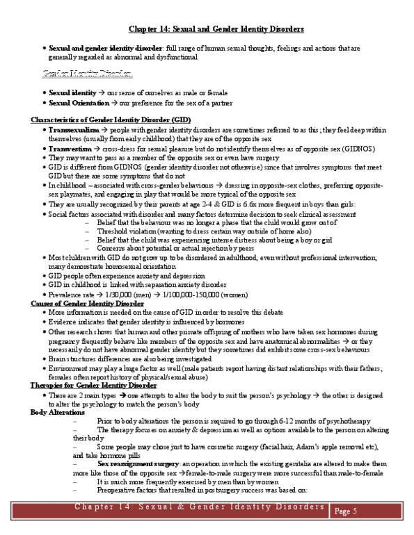 PSYC 3300 Lecture Notes - Female Sexual Arousal Disorder, Gender Dysphoria, Transvestic Fetishism thumbnail