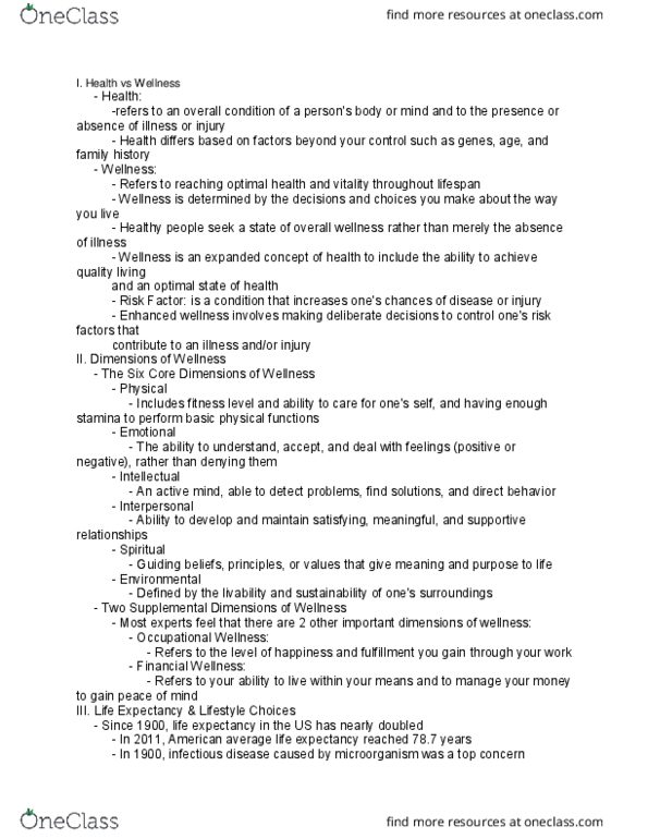 WELL 175 Lecture Notes - Lecture 3: Sedentary Lifestyle, Cardiovascular Disease, Health Equity thumbnail