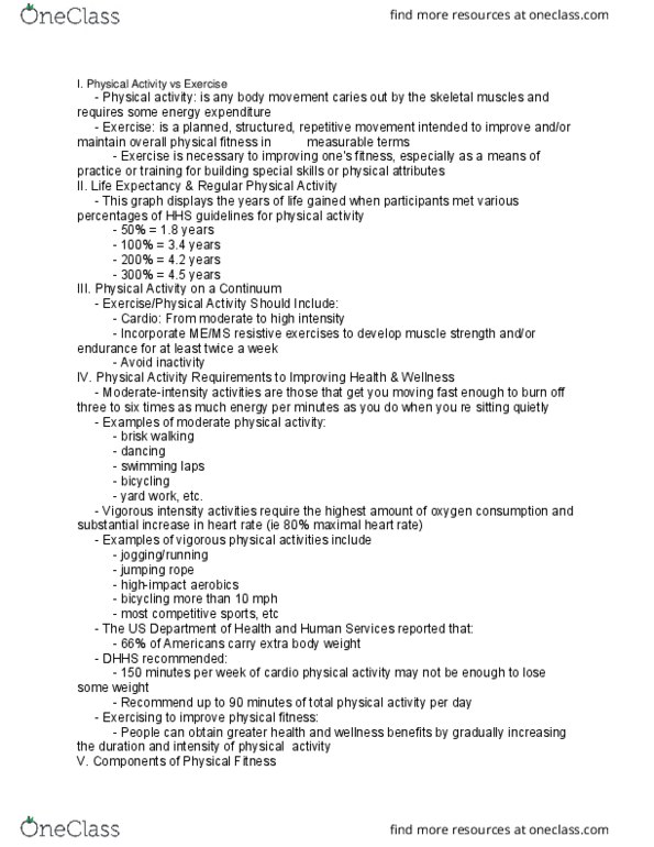 WELL 175 Lecture Notes - Lecture 4: Weight Training thumbnail