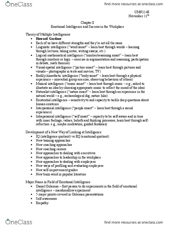 CMN 1148 Lecture Notes - Lecture 8: Theory Of Multiple Intelligences, Buzzword, Intelligence Quotient thumbnail