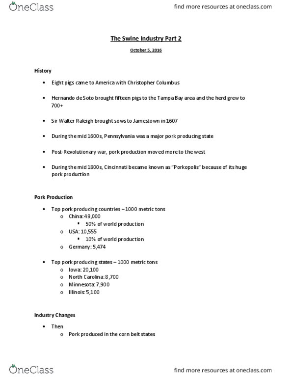 ANS 3006C Lecture Notes - Lecture 19: Specific-Pathogen-Free, Gestation Crate, Corn Belt thumbnail