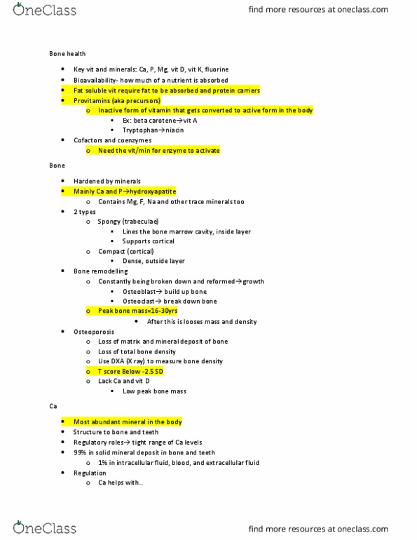 FNN 100 Lecture Notes - Lecture 10: Calcium Citrate, Bone Density, Kidney Stone Disease thumbnail