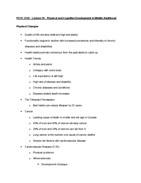 PSYC 2235 Lecture Notes - Lecture 16: Coronary Artery Disease, Cardiovascular Disease, Lung Cancer thumbnail