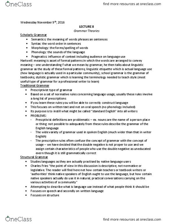 WRIT 2003 Lecture Notes - Lecture 8: Meta-Analysis, Formal Grammar, Generative Grammar thumbnail