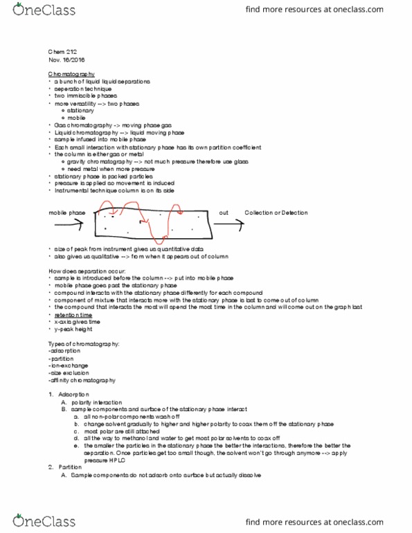 CHEM 212 Lecture Notes - Lecture 29: Size-Exclusion Chromatography, Gas Chromatography, High-Performance Liquid Chromatography thumbnail