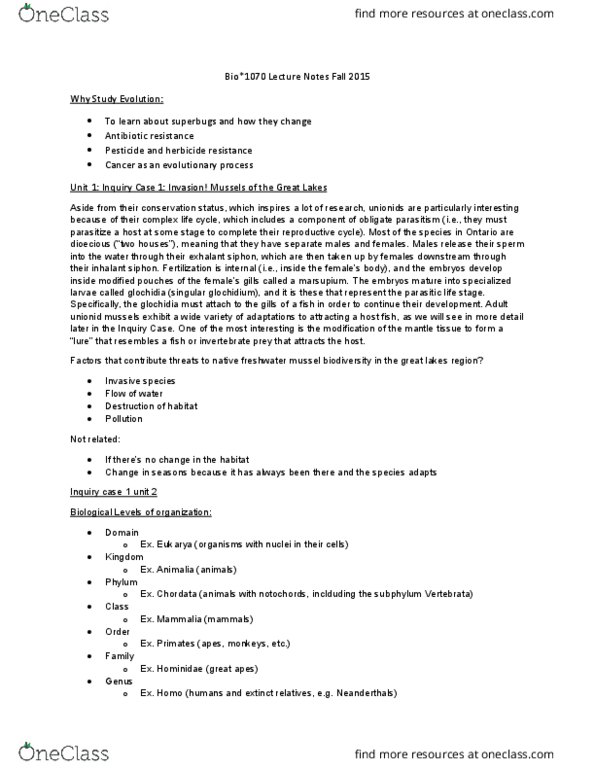 BIOL 1070 Lecture Notes - Lecture 10: Diversity Index, Sympatric Speciation, Great Lakes Region thumbnail