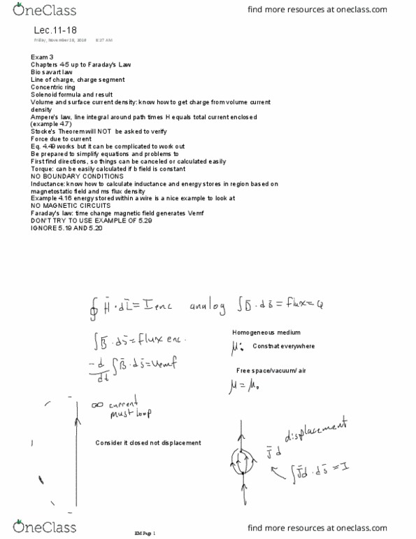 ECEN 3613 Lecture Notes - Lecture 15: Magnetostatics, Solenoid, Inductance thumbnail