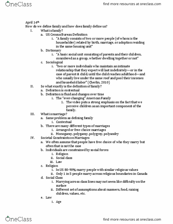 SOC 1000 Lecture Notes - Lecture 5: United States Census Bureau, Legal Age, Incest thumbnail