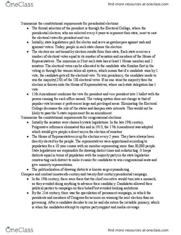 POL 102 Chapter Notes - Chapter 5: Federal Election Campaign Act, Universal Manhood Suffrage, United States House Committee On Rules thumbnail