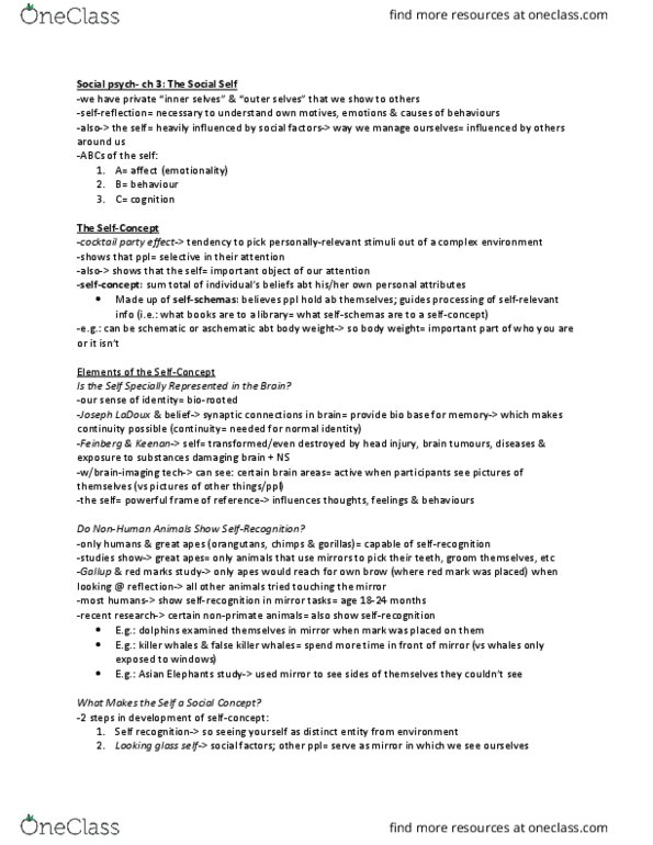 PSYB10H3 Chapter Notes - Chapter 3: Facial Feedback Hypothesis, Social Comparison Theory, Motivation thumbnail