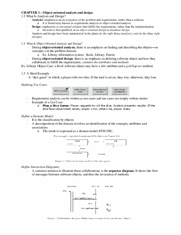 ITM 430 Chapter Notes - Chapter 1: Domain Model, Class Diagram, Sequence Diagram thumbnail