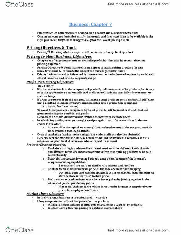 MGTA01H3 Chapter Notes - Chapter 7: Price Fixing, Fixed Cost, Variable Cost thumbnail