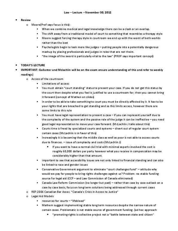 LAWS 1000 Lecture Notes - Legal Aid, Access Granted, White-Collar Crime thumbnail