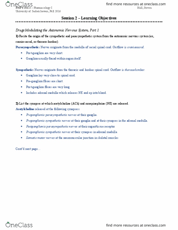 PHPY 304 Chapter Notes - Chapter 2: Preganglionic Nerve Fibers, Adrenal Medulla, Adrenergic Receptor thumbnail