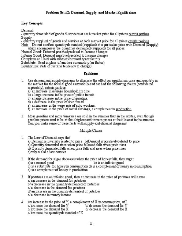 MGMT 4F90 Lecture Notes - Ceteris Paribus, Giffen Good, Economic Equilibrium thumbnail