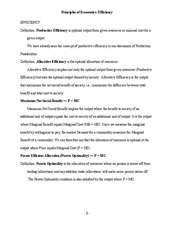 MGMT 4F90 Lecture Notes - Marginal Cost, Pareto Efficiency, Allocative Efficiency thumbnail