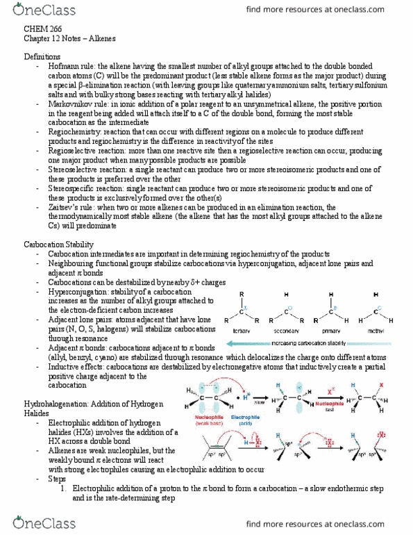 CHEM266 Chapter Notes - Chapter 12: Elimination Reaction, Allyl Group, Ethylene Oxide thumbnail