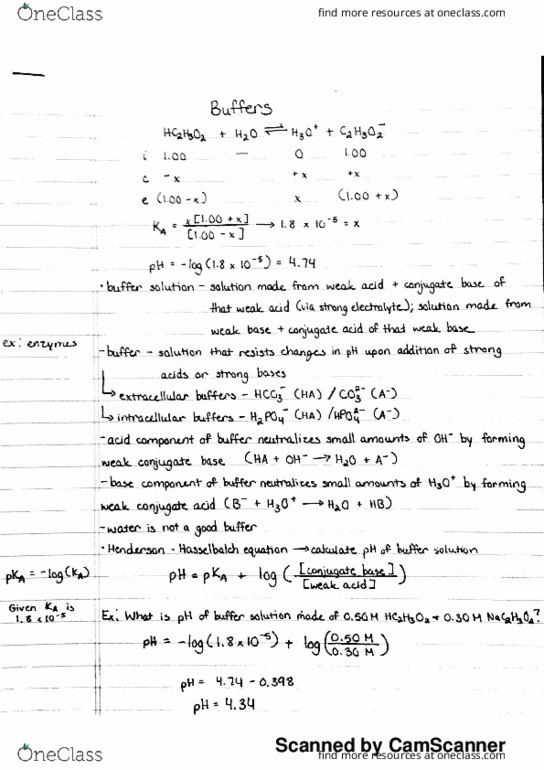 CHEM 1120 Lecture 5: Buffers thumbnail