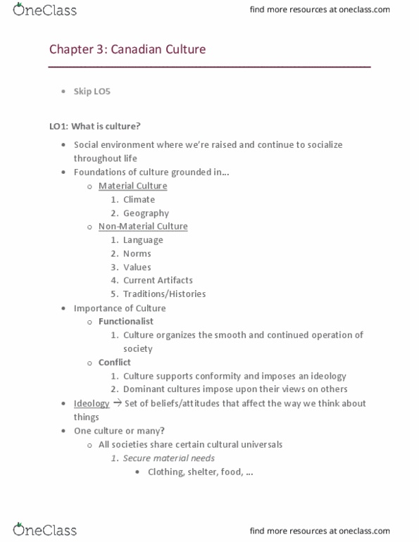 SOCI-100 Chapter Notes - Chapter 3: Cultural Universal, Hyperreality, Ethnocentrism thumbnail