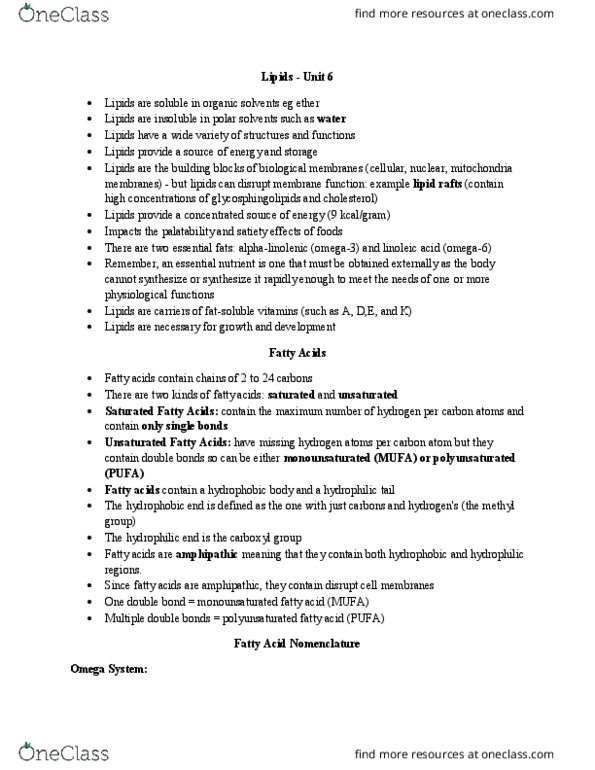 NUTR 3210 Lecture Notes - Lecture 6: Carboxylic Acid, Leukotriene, Phosphatidylserine thumbnail