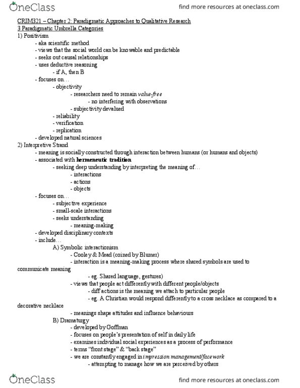 CRIM 321 Lecture Notes - Lecture 2: Reward System, Feminist Epistemology, Intersectionality thumbnail