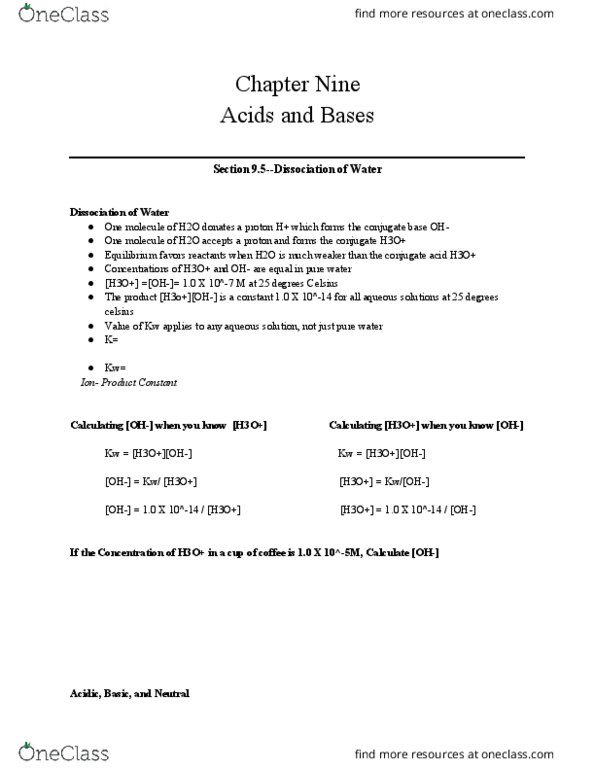 CHEM 101A Chapter Notes - Chapter 9: Acetic Acid, Ion, Acid Strength thumbnail