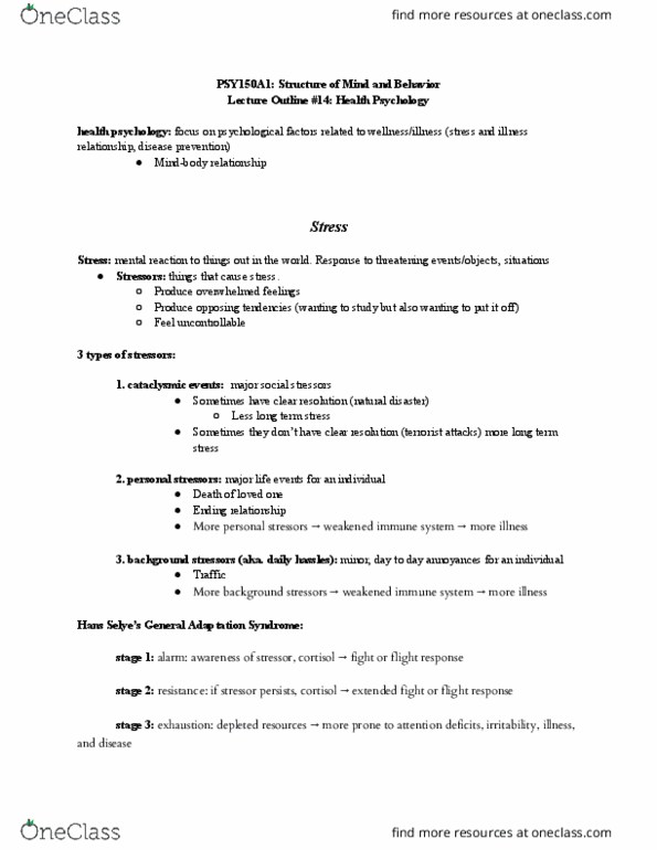 PSY 150A1 Lecture Notes - Lecture 14: Wishful Thinking, Sunscreen, Adrenal Gland thumbnail