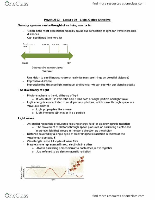 PSYCH 2E03 Lecture Notes - Lecture 20: Inverse-Square Law, Refraction, Electromagnetic Spectrum thumbnail