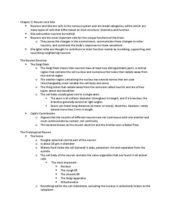 PSY280H5 Lecture Notes - Axon Hillock, Golgi Apparatus, Golgi'S Method thumbnail