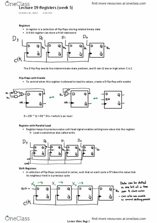 CSC258H1 Lecture Notes - Lecture 19: Xor Gate, Shift Register, Binary Number thumbnail