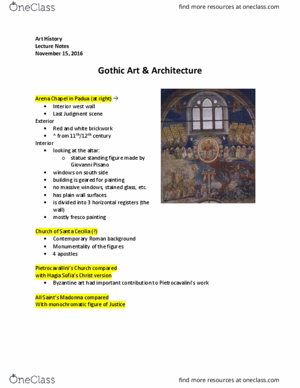 ARTH 1130 Lecture Notes - Lecture 9: Andrea Del Verrocchio, Très Riches Heures Du Duc De Berry, Orsanmichele thumbnail