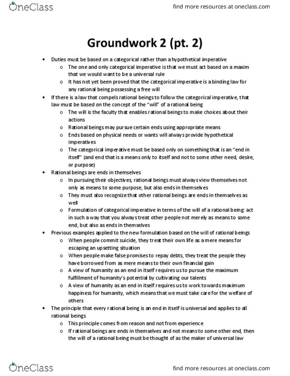 PHILOS 1 Chapter Notes - Chapter 2.2: Hypothetical Imperative, Categorical Imperative, Universal Rule thumbnail