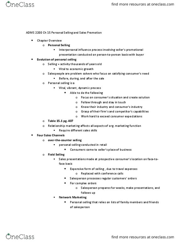 ADMS 2200 Chapter Notes - Chapter 15: Impulse Purchase, National Accounts, Job Security thumbnail