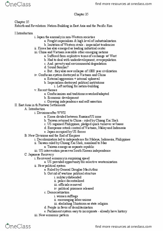 CAS HI 101 Lecture Notes - Lecture 35: Deng Xiaoping, Sweatshop, Zhou Enlai thumbnail