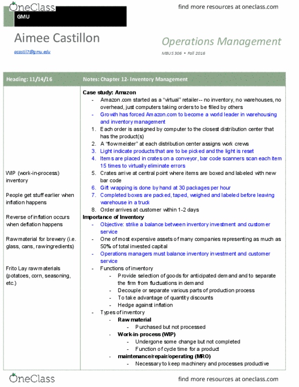 MSOM 306 Lecture Notes - Lecture 9: Personnel Selection, Lead Time, Frito-Lay thumbnail