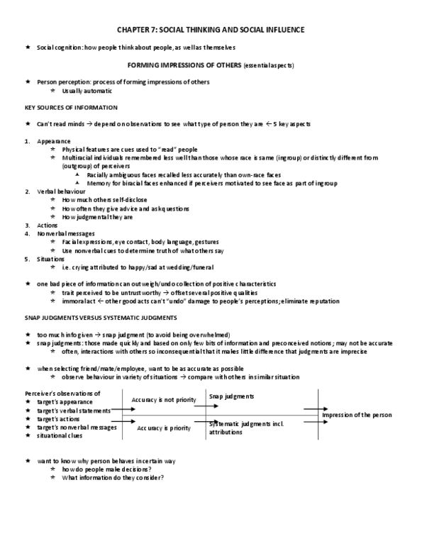 Psychology 2035A/B Chapter Notes - Chapter 7: Fundamental Attribution Error, Confirmation Bias, Authoritarian Personality thumbnail