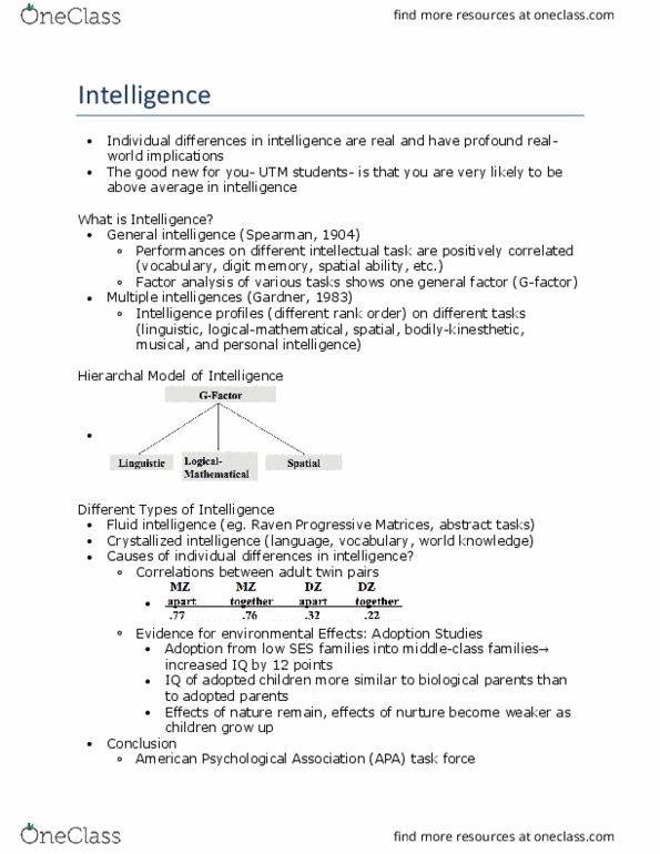 PSY230H5 Lecture Notes - Lecture 18: Intelligence Quotient, American Psychological Association, Flynn Effect thumbnail