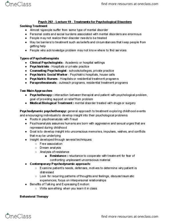 PSYCH 202 Lecture Notes - Lecture 19: Immune System, Clozapine, Reuptake thumbnail