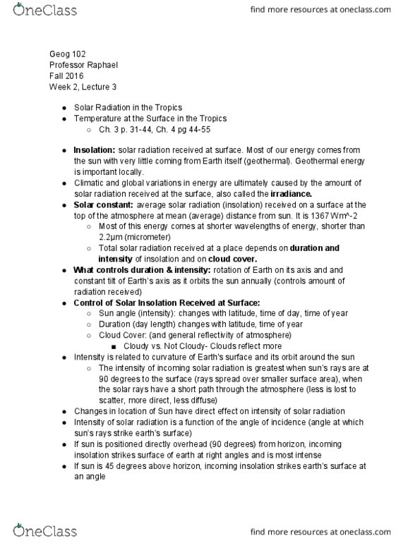 GEOG 102 Lecture Notes - Lecture 3: Cumulonimbus Cloud, September Equinox, Subsolar Point thumbnail