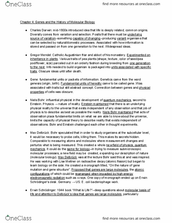 MCELLBI C61 Chapter Notes - Chapter 4: Oswald Avery, Cytosine, Francis Crick thumbnail