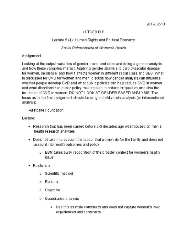 HLTC02H3 Lecture Notes - Gender Analysis, Electronic Body Music, Cardiovascular Disease thumbnail