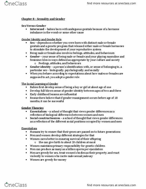 SOCI 1001H Chapter Notes - Chapter 8: Hostile Work Environment, Nuclear Family, Sexual Assault thumbnail