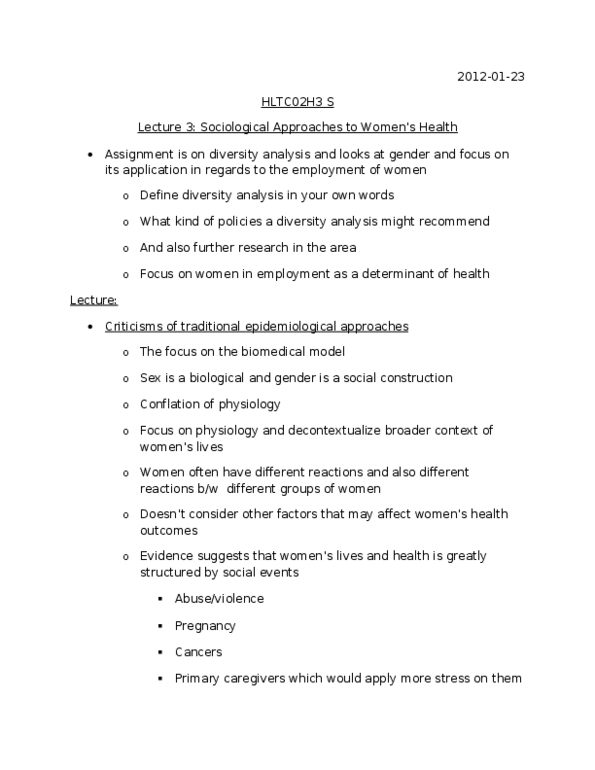 HLTC02H3 Lecture Notes - Birth Weight, Medicalization, Malnutrition thumbnail