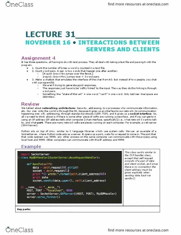 COMP 206 Lecture Notes - Lecture 31: Standard Streams, Common Interface, Botnet thumbnail