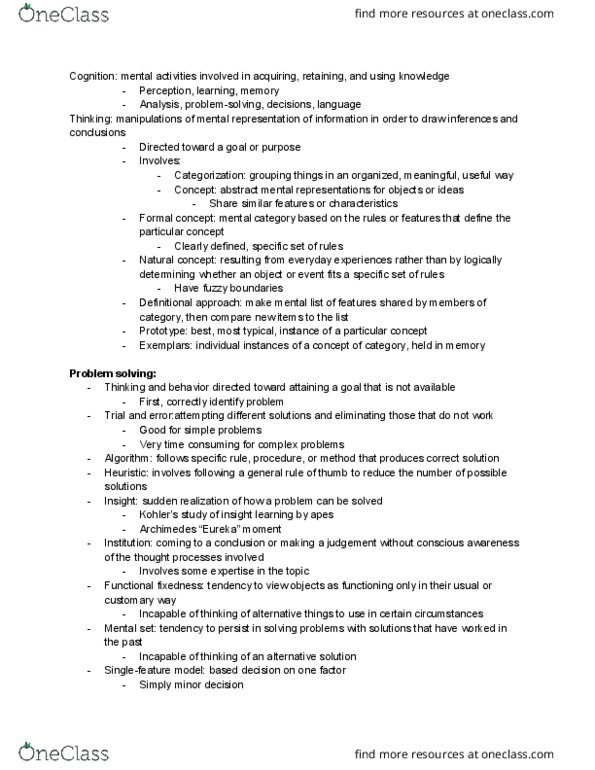 PSY B110 Lecture Notes - Lecture 19: Confirmation Bias, Belief Bias, Language Development thumbnail